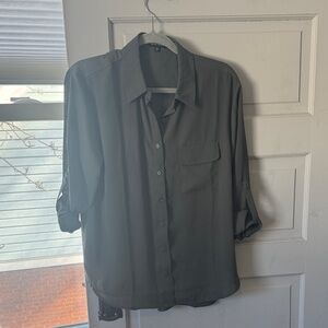 Pleione Charcoal Button-Up Blouse